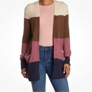 Madewell Stripe Print Cozy Longline Cardigan heather quinoa wool alpaca small